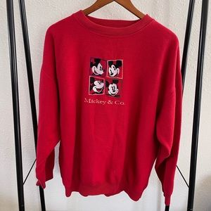 Vintage Disney Fleece Micky Mouse Crewneck PulloverXL Extra Large Mickey & Co
